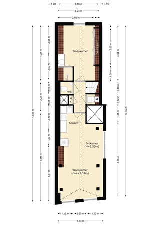 Floorplan - Steegoversloot 93, 3311 PN Dordrecht